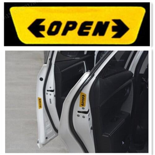 4pcs/set Car styling Door Open Warning Stickers For Mitsubishi ASX/Outlander/Lancer Evolution/Pajero/Eclipse/Grandis