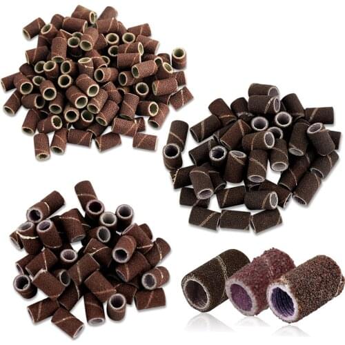 50/100/200pcs 80#/120#/180# Grit Sanding Band Machine Replacement Mandrel Bits For Nail Drill Manicure Abrasive Sleeves Tools