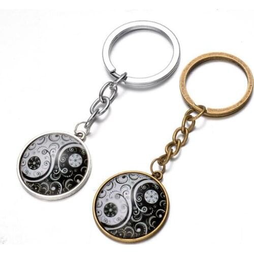 Chinese Style Yin Yang Tai Chi Keychain Vintage Best Friends Friendship Key Ring For Car Keys Bag BFF Couples Key Chain Jewelry