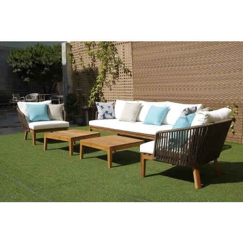 Outdoor sofa garden furniture with teak wood table диван садовая мебель