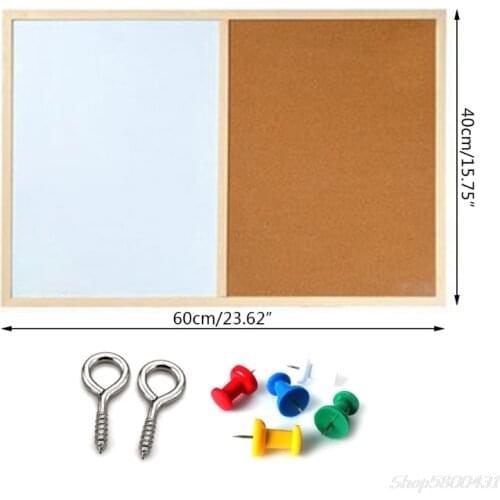 Message Cork Board Wood Frame Whiteboard Drawing Boards Combination Bulletin Magnetic Marker Board S29 20 dropshipping