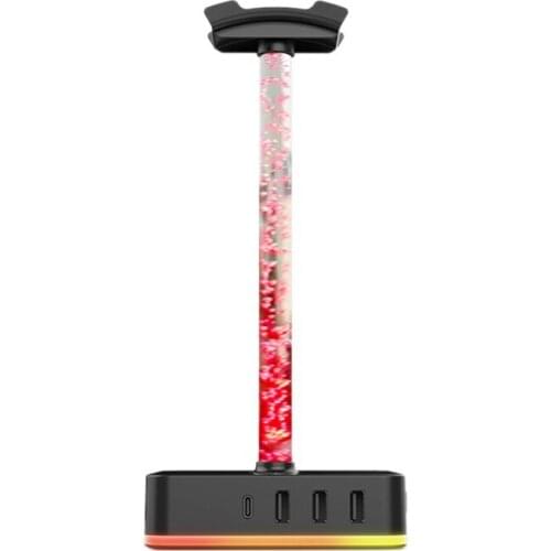 Top Deals RGB Gaming Headphone Stand With 3 USB One PD 18W Charger Ports 3 AC Outlets 1200W Power Strip For PC Accessories-US Pl