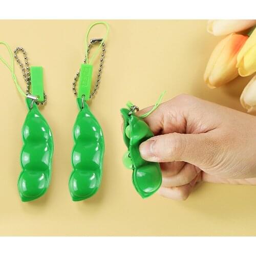 Infinite Squeeze Edamame Toys Peas Beans Squeeze Anti Stress Adult Figet Stress Toy Keychain Squishy Decompression