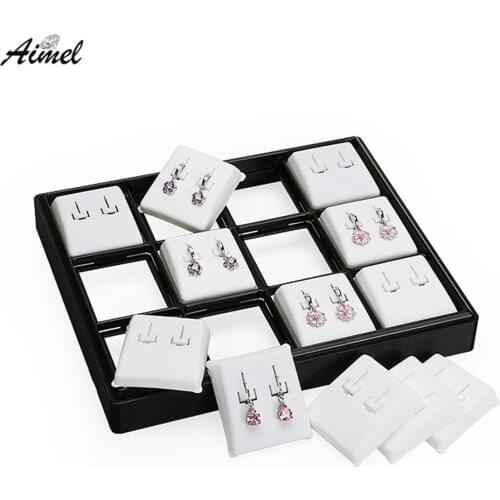 Black Jewelry Display Tray With Portable White Earring Holder Sheet ABS Earring Organizer Stud Jewelry Storage Display Tray