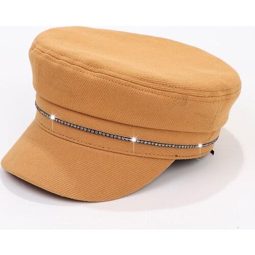 Fibonacci Fashion Military Hats For Women Spring Summer Sailor Hats Black Ladies Beret Caps Flat Top Captain Cap Travel Cadet