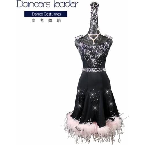 New Style Latin Dance Diamond Feather Competition Costume Female Adult Children High-end Customized Stage Professional Costume