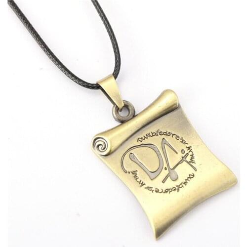Movie Harri DA Book Pendant Necklace Vintage Antique Bronze Potter Necklace With Rope Chain For Women Female Jewelry Decoration