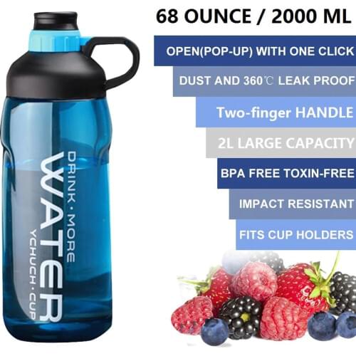 Portable 2000 ml eak-proof Sports Water Bottle Outdoor Tour Bicycle Sports Drinking Plastic Water Bottles Training Cup