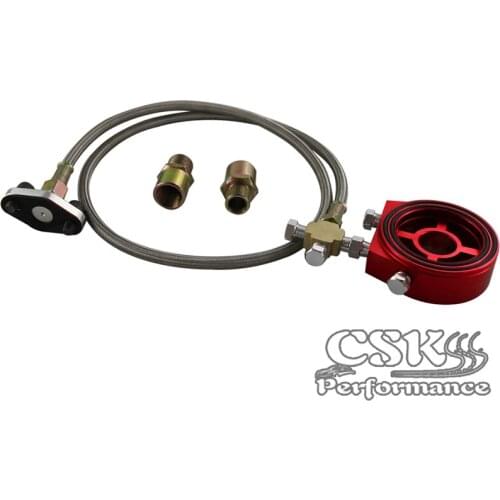 Oil Filter Sandwich Adapter Plate + Line For SR20DET KA24DE B16A B18 GSR Integra Gold / Blue / Red / Silver / Purple