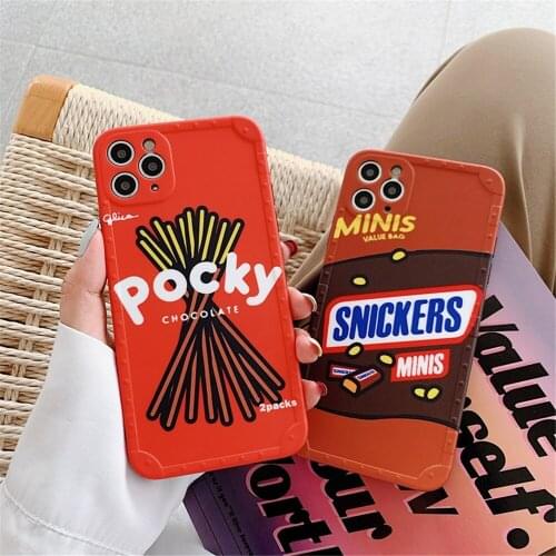Japan Food brand Pocky chocolate peanut Calorie Snickers Case For iPhone 12 11 Pro X XR XS MAX 7 8 Plus SE2 Soft Silicon Cover