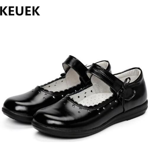 New Style School Dress Shoes Children Black Genuine Leather Shoes Girls Princess Party Dance Shoes Baby Toddler Kids Shoes 03