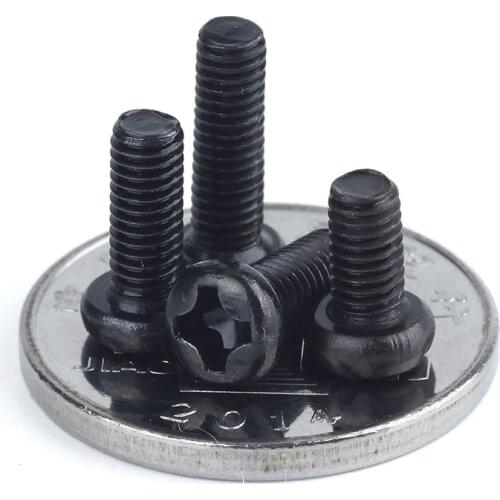 Black pan head screw cross pan head bolt machine screw M2 M2.5 M3