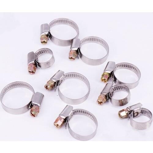 5pcs 201 Stainless Steel Hose Clamp German Style Water Pipe Clasp Tube Fitting Fastener Tool 9mm Wide