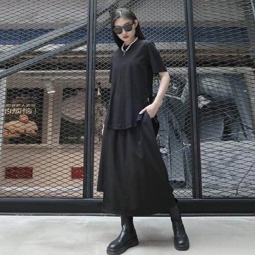 Yamamoto style dark womens skirt pants loose niche design irregular wide leg pants skirt pants big size 9