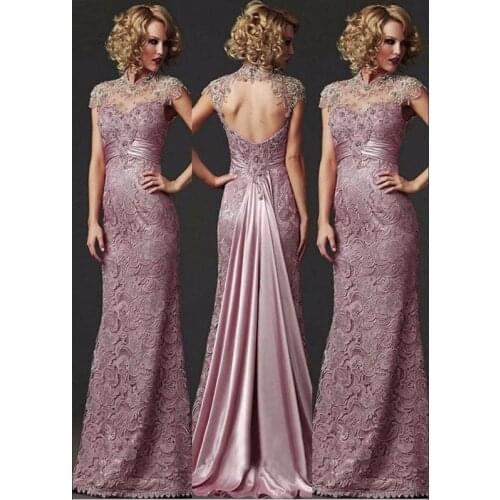 Plus Size Mother Of The Bride Dresses Mermaid Cap Sleeves Floor Length Lace Beaded Long Groom Mother Dresses For Weddings