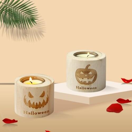 1 Pc Home Wooden Candle Stand Christmas Craft Candlestick Halloween Candle Holder Home Decoration Bar Yoga Studio Ornament Gift