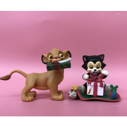 2PCS/lot 6cm High quality workmanship Disney puppet adventure cat and Lion King Simba Christmas gift collection ornaments