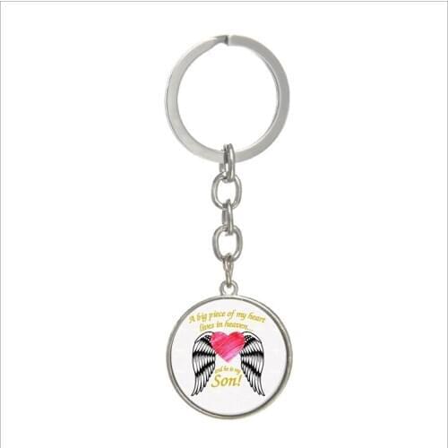 2019 New Fashion Charm, A Big Part of My Heart Lives In Heaven, He Is My Son Glass Keychain