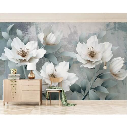 Beibehang Custom wallpaper Vintage fashion HD 3d embossed flowers TV living room sofa background wall mural 3d wallpaper
