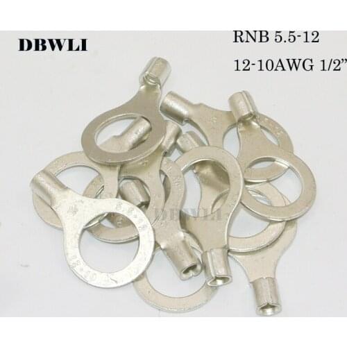500pcs red copper 12-10 Gauge 1/2" RNB5.5-12 Ring Non Insulated Electrical Wire Terminals Wire Crimp Connectors
