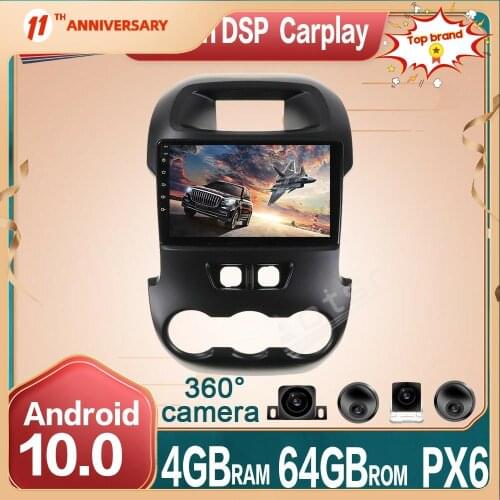 Android 10 Car Multimedia Radio DVD Player for Ford Ranger F250 2011-2014 4G+64GB Car GPS Navigation DSP + 360 panoramic Camera