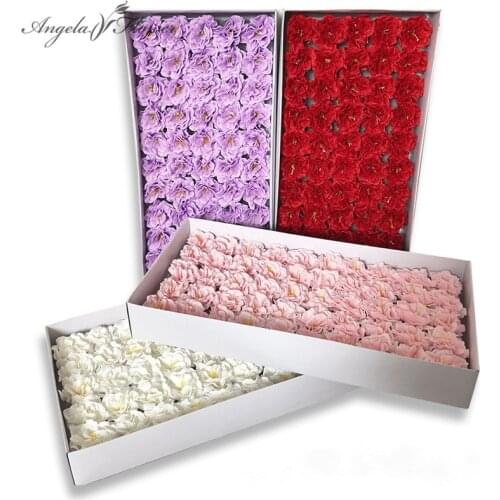 Large 50pcs/lot 7cm Peony Flower Head Soap Flower Creative Wedding Bouquet Gift Box Making Peony Head Holiday Gift Home Decor