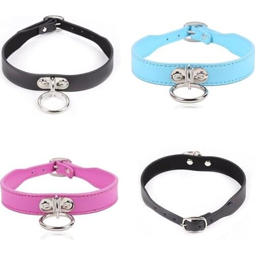Bondage Restraints PU Leather Neck Ring Punk Style BDSM Bondage Adjustable Slave Restraints Roleplay Sex Toys for Couples