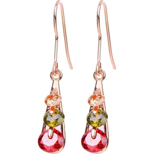 Bettyue Brand Fashion Charm Rose Gold Multicolor Round Shape Zircon Jewelry Earrings For Woman European Style Wedding Gift