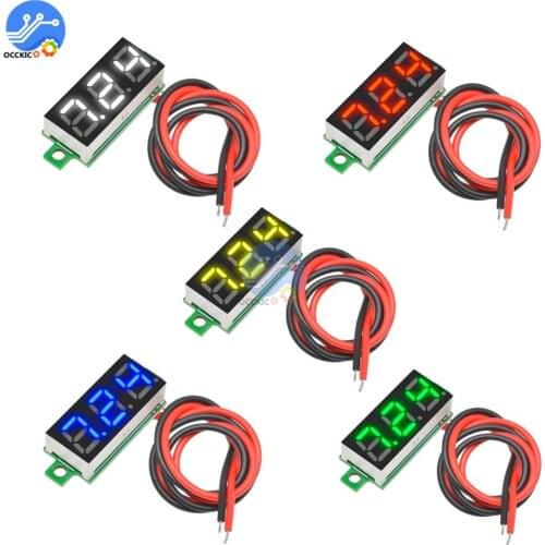 DC 2.5V-30V 0.28 inch LED Digital Voltmeter Digital Voltage Meter Tester Detector 2 Wires 0.28'' Red Green Blue Yellow Display