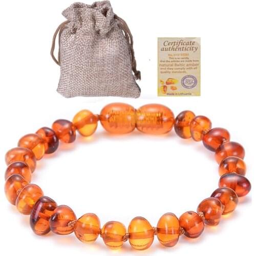 Baltic Sea Natural Amber Baby Bracelet Children Teething DIY Irregular 15cm Bracelet Jewelry Healthy Environmentally Material