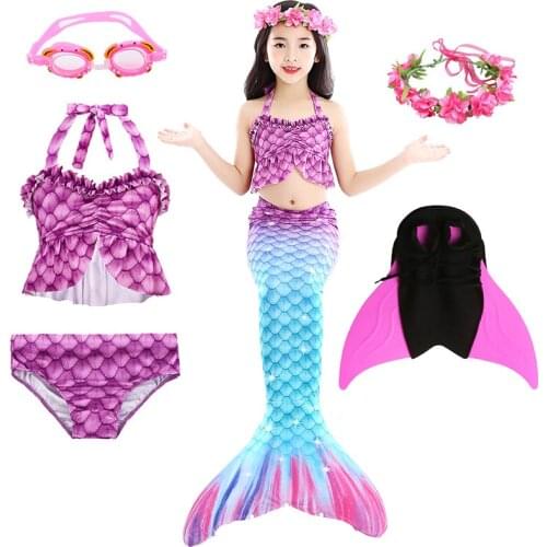 Kids Princess Little Mermaid Tail for Swimming Costume For Girls Childrens Dress Up Clothes Anime Toddler Girl Bathing Suit