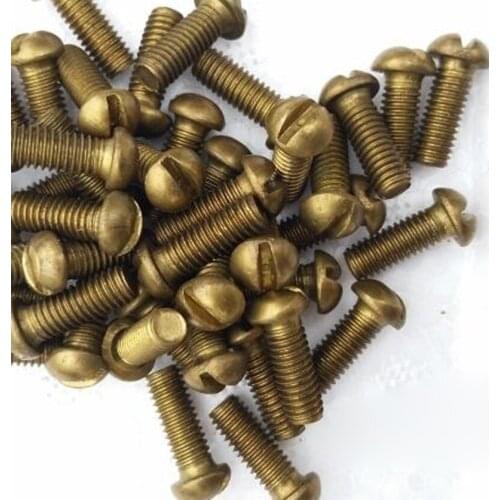 Brass screws GB67 Slotted half round head screw one line pan headed bolts machnical brassiness bolt M2 M2.5 M3 M4 M5 M6 M8 M10