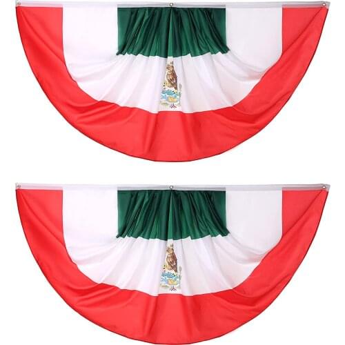 Mexico Mexican Pleated Fan Flag Bunting Banner Indoor Outdoor Front Porch Decorations Patriotic Holiday Celebrations