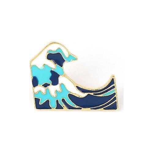 Sea wave Pins and brooches denim bag Badge Enamel pins Brooch Lapel pin for gift