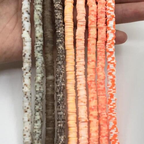 10strand/lot Orange Series Polymer Clay Rondelle Beads Wholesale,Vinyl Disc Heishi Tiny Spacers Loose Beads,DIY Jewelry Making