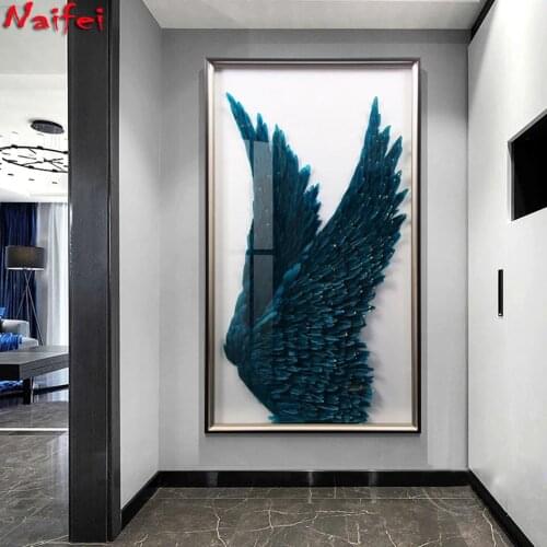 Full Square Drill Diamond Embroidery Angel Blue Wings 5d Diy Diamond Painting Cross Stitch Minimalist Abstract Diamond Mosaic