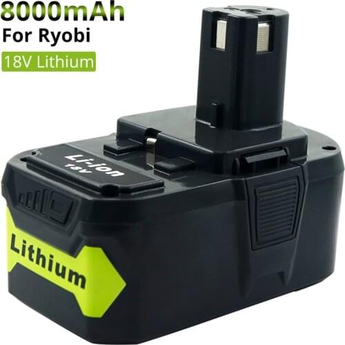 18V 8.0 Ah Li-ion Replacement for Ryobi ONE+ Battery RB18L40 RB18L50 RB18L25 P108 P107 P122 P104 P105 P102 P103 18V Batteries