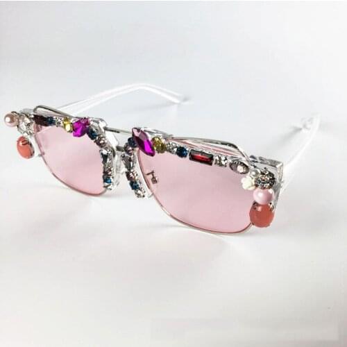 Square Pearl Diamond Sunglasses for Women Brand Designer Transparent Sun Glasses Eyewear Shades Oculos Lunette de soleil Gafas