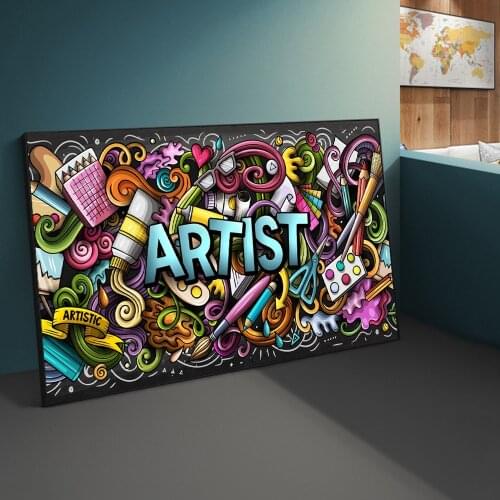 Modern Street Cartoon Pop Graffiti Art Posters and Prints Canvas Paintings Wall Art Pictures for Living Room Decor (No Frame)