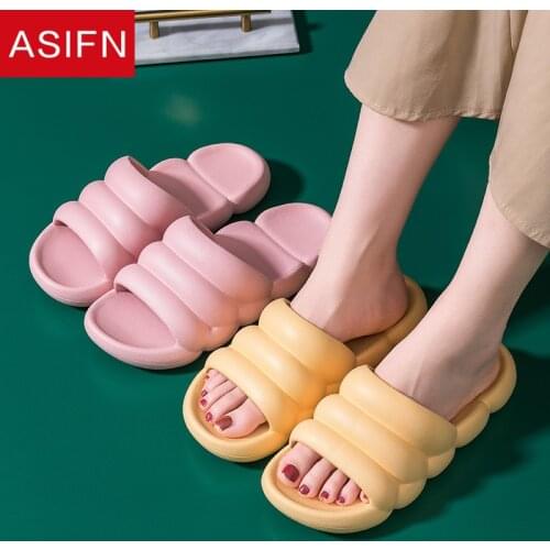 ASIFN Cute Home Women Slippers Ladies Platform Flat Shoes Non-slip EVA Living Room Indoor Slides Shoes Flat Slippers for Women