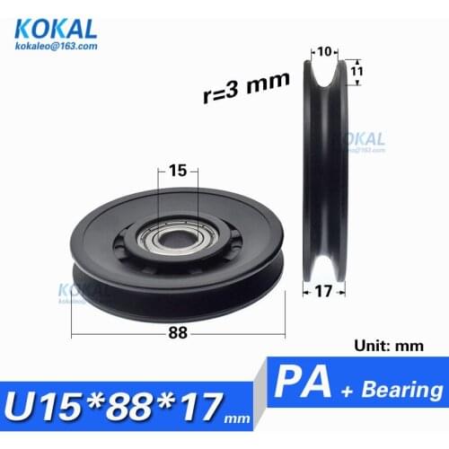[U1588-17] 5PCS/lot 6202zz 6202 Fitness Equipment U/V groove outer diameter 88mm inner diameter 15mm ball bearing roller wheel