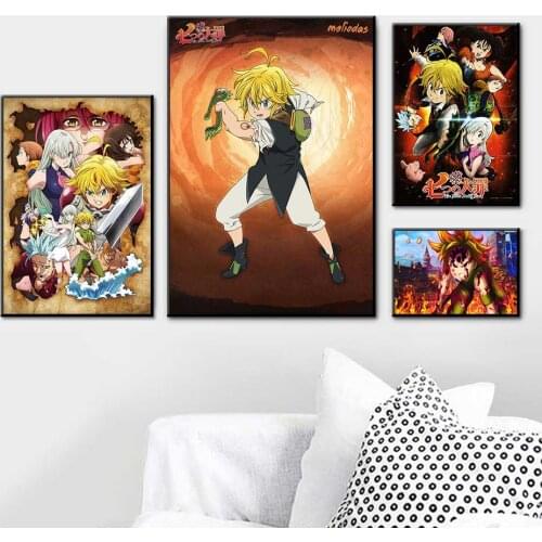Japan Anime Comic THE Seven Deadly Sins Poster Art Painting Wall Art Canvas Prints Wall Pictures For Living Room Home Decor