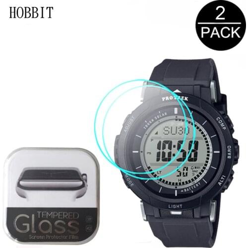 2pcs HD Clear Tempered Glass For Casio PRO TREK PRG-30 PRG30 Screen Protector Film 9H Anti-Scratch Water-proof Transparent Glass