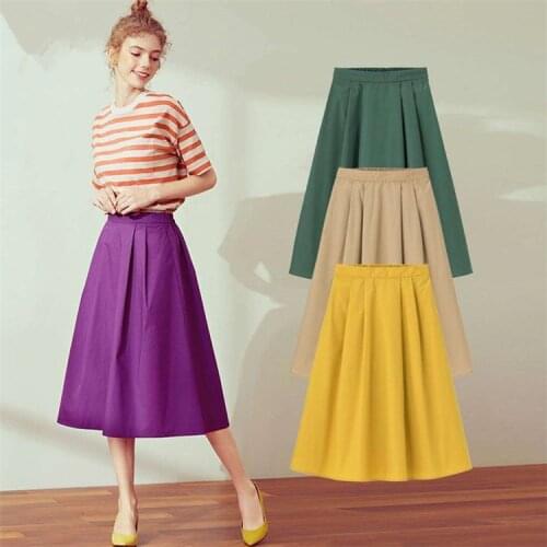 New 2020 Spring and Autunm plus size cotton linen skirts High Waisted Elegant Summer Ladies' office skirt purple red 5xl 6xl 7xl