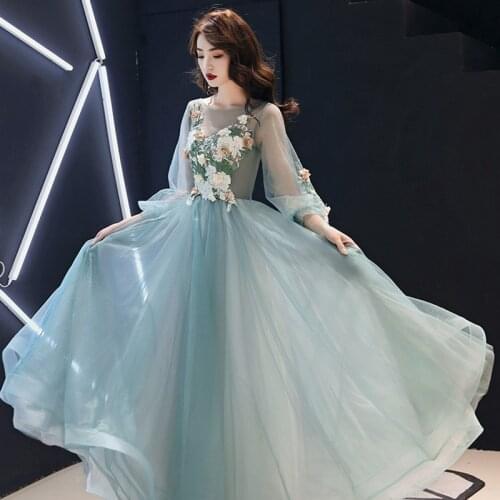 Robe De Soiree 2020 Illusion O-neck Evening Dress Elegant Lace Appliques Slim Party Prom Evening Gown Back Lace Up Host Dress