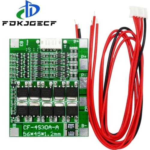 1PCS 4S 30A 14.8V Li-ion Lithium 18650 Battery BMS Packs PCB Protection Board Balance Integrated Circuits with cable