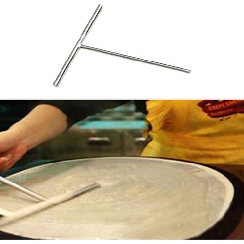 1 PC Crepe Spreader Non-stick Stainless Steel Polish Pancake Rake Utensils Batter Spreading Tools for Food Stall Restaurant Home