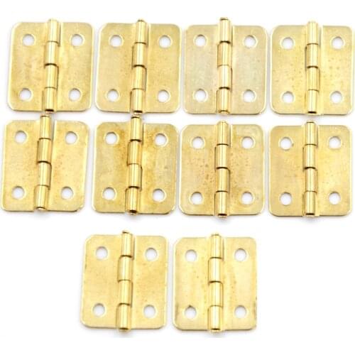 10Pcs/lot 4 Holes Gold Drawer Hinges for Jewelry Boxes Furniture Fittings Kitchen Cabinet Door Hinges Furniture Accessories