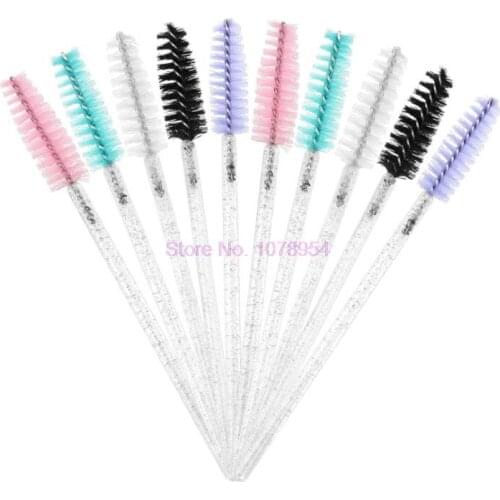 100bags Crystal 3D Eyelash Mascara Wands Clear Lash Spoolies Wholesale Eye Lashes Brushes Micro Applicators Transparent rod