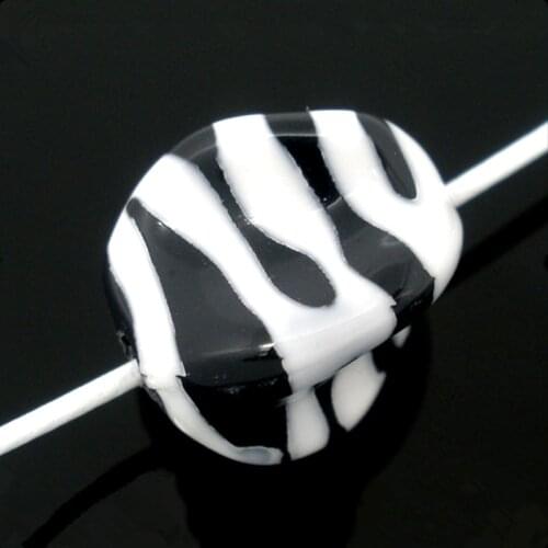 100Pcs DIY Zebra Striped White & Black Acrylic Spacer Beads Perles Perlas Jewelry Findings 15x15mm